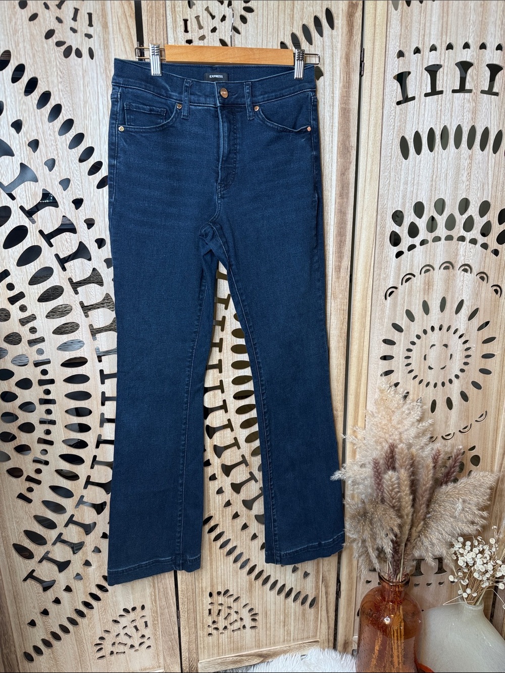 Express Women's Dark Indigo High-Rise Boot Cut Jeans
